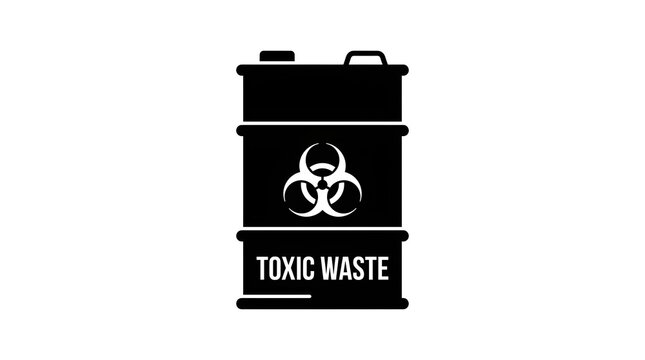 Toxic Waste Chemical Barrel Vector Icon with Biohazard Symbol