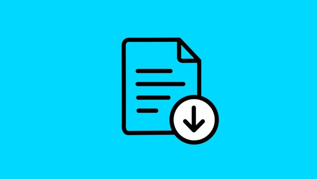 Document download symbol on vibrant cyan background for app ui