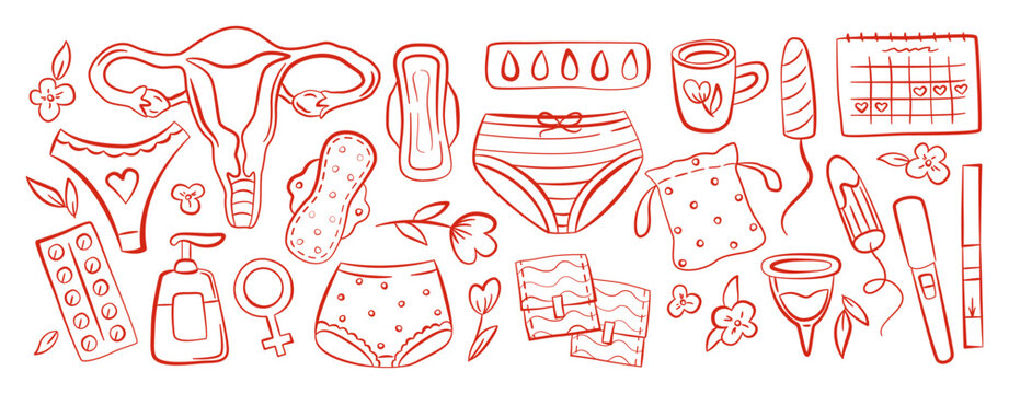 Feminine Hygiene and Menstrual Care Line Icon Collection