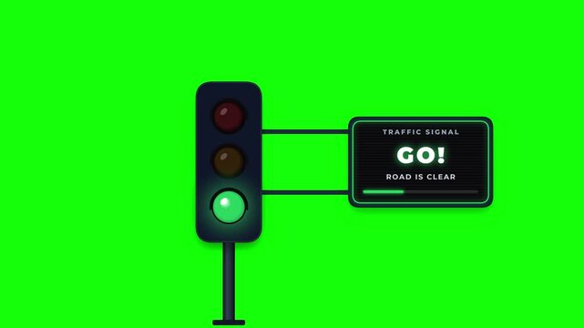 Traffic light signal animation with generic display screen