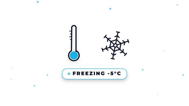 Temperature thermometer icon with changing weather condition animation