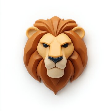 Minimalist Low Poly Lion Head Emblem Icon On Clean White Background For Modern Graphic Branding