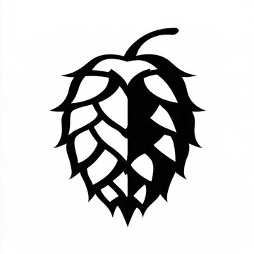 Isolated Black Hop Cone Graphic Silhouette for Brewery and Craft Beer Brewing