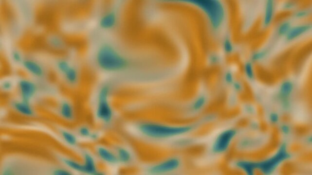 Abstract orange and teal flowing waves. 2d animation