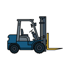 Naklejka premium Flat Vector Illustration of an Industrial Forklift Vehicle
