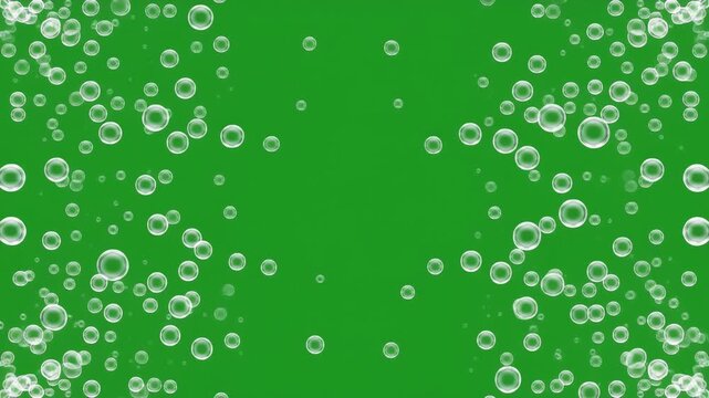 Crystal Clear Bubbles Rising from Four Corners on Green Screen
