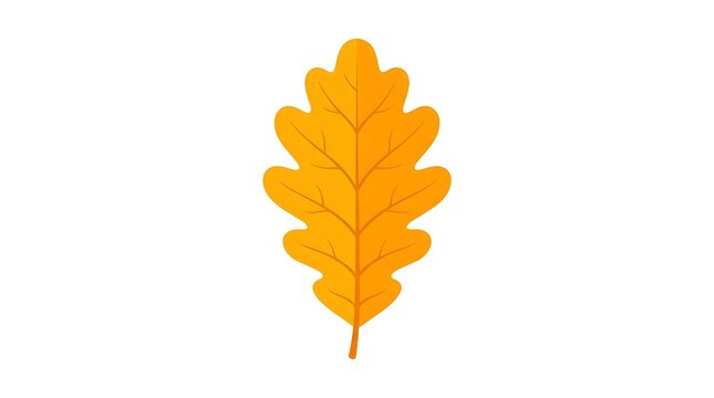 Flat vector illustration of a single yellow oak leaf
