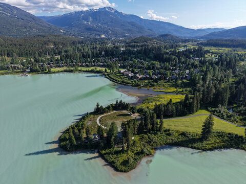 Drone view at lake Duffey in Canada