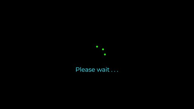 payment processing animation showing please wait dots loader transition to payment successful text.