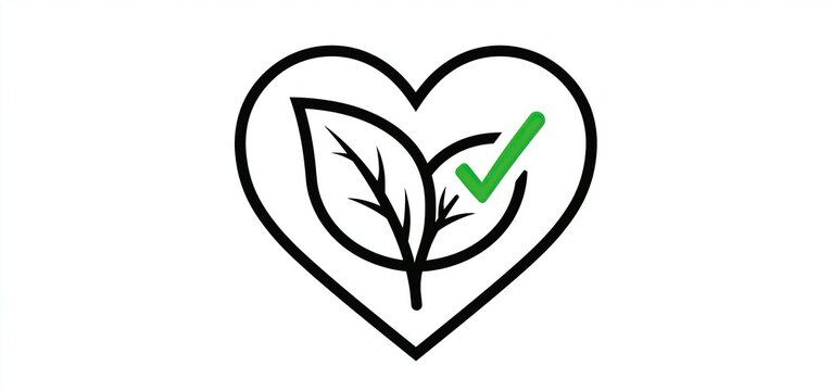 In a simple design, an ethical vegan symbol with a leaf and checkmark highlights cruelty-free product certification.