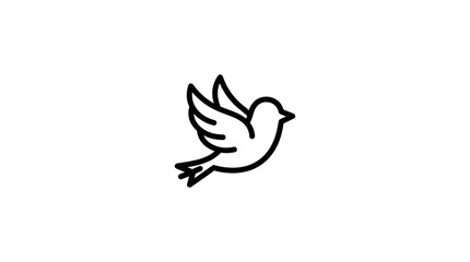 Fototapeta premium Flying Dove Bird and Ocean Waves Vector Line Art Set