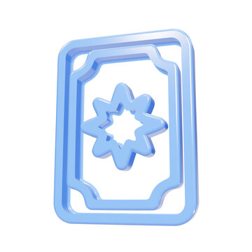 Blue glossy 3D tarot card icon with star symbol on black background