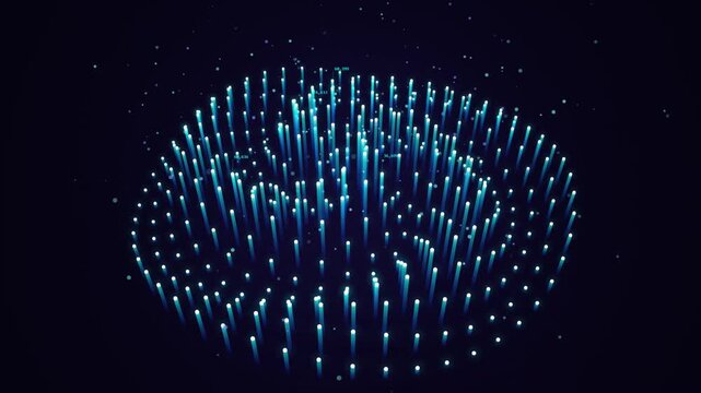 3D isometric holographic data helix loop featuring neon pink telemetry pillars and glowing HUD metrics. A seamless rotating cyber platform with spiraling waves of particles, ideal for sci-fi tech prom