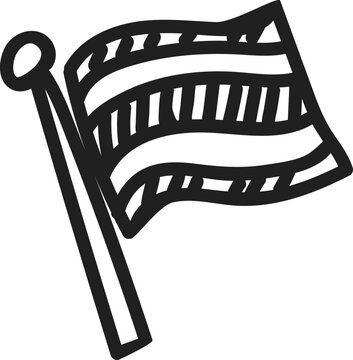 Cute Hand Drawn Striped National Flag Banner Vector Icon