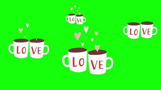 Tea Coffee cups love heart icon