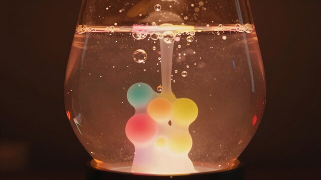 Rising Bubbles in Colorful Lava Lamp