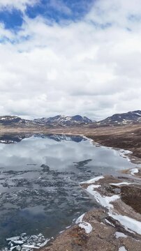 Aerial view of scenery in Norway - Scandinavia - vertical 4K video