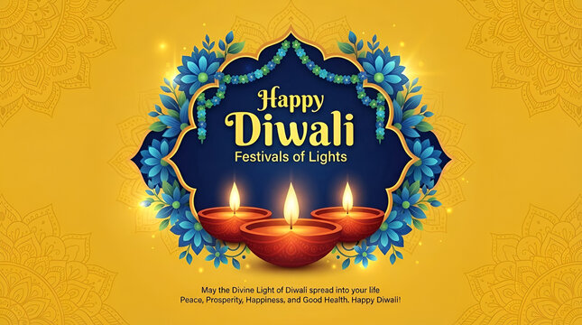 Indian festival of lights Happy Diwali, holiday Background, Diwali celebration greeting card, abstract vector illustration design