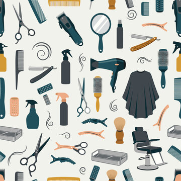 Barber Tools Seamless Pattern Background