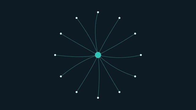 Abstract Digital Network Connection Animation with Expanding Radial Nodes.