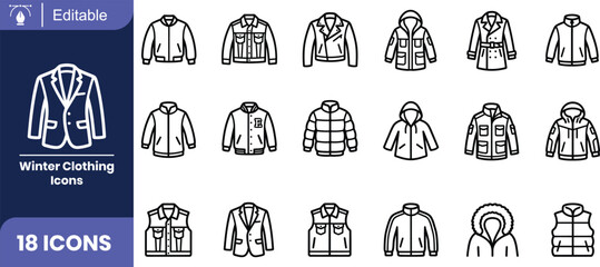 Winter clothing icons set of jackets and coats © MDBAKUL