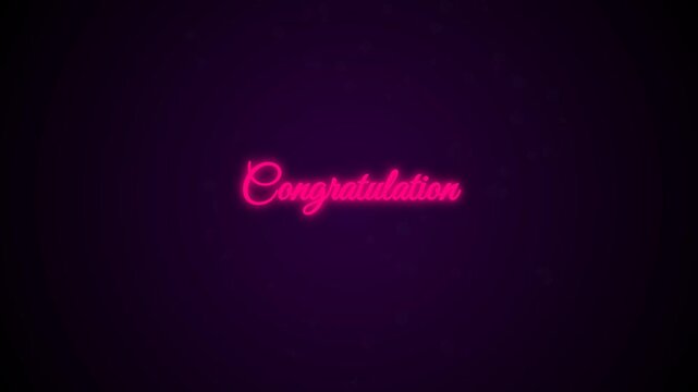 Animated Neon Congratulations Text with Floating Confetti Particles.