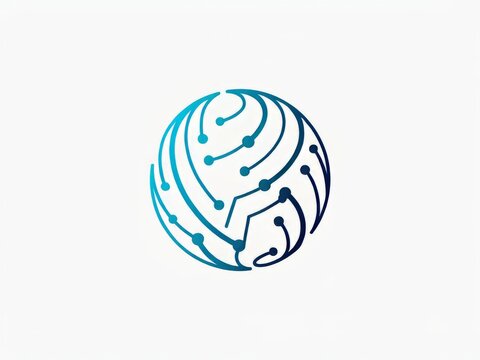Digital Sphere Circuit Board Technology Logo Icon, Global Cyber Network Connection and Artificial Intelligence Vector Concept