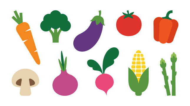Fresh raw vegetables arranged on white background. Ideal for grocery branding, cooking blogs, health food packaging.