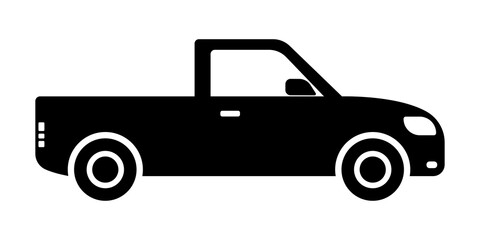 Pickup Truck Icon Minimalist Black Side Profile Silhouette for Transportation and Logistics Design © Mahmudul