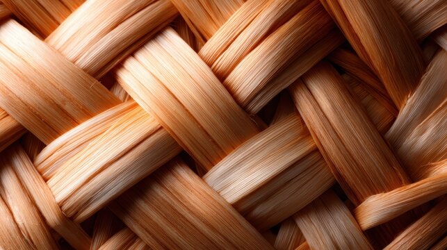 A detailed close-up of a beautifully woven texture made from natural materials, demonstrating artistry and craftsmanship, evoking a sense of warmth and vintage charm.