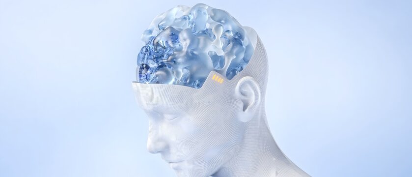Abstract glowing digital brain artificial intelligence concept beautifully arranged