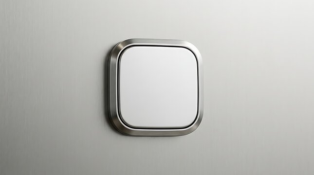 A single blank square light switch button on a plain grey wall.