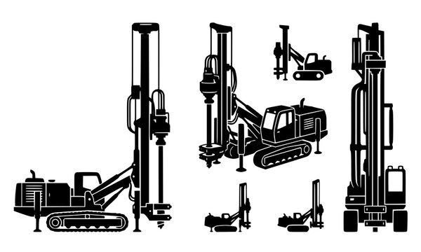 Heavy construction hydraulic drilling rig machinery set for foundation piling soil testing and deep borehole operations