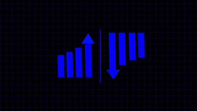 Business Growth Chart with Up and Down Arrows Animation.Motion graphics of concept