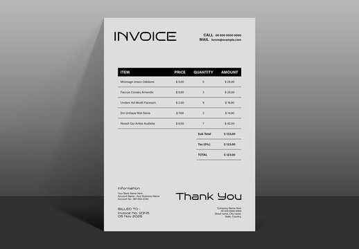 Minimal Modern Creative Invoice Template Layout