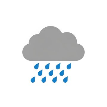 Gray Cloud with Blue Rain Drops Weather Icon.