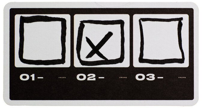 Film Frame Border Sticker with Numbered Panels and Hand Drawn X Mark