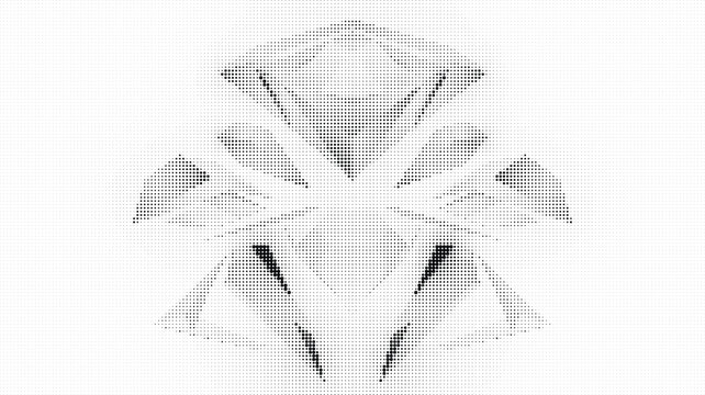 Abstract diamond shape created with a halftone dot pattern design on a white background