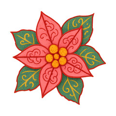 Obraz premium PNG Vibrant poinsettia floral illustration