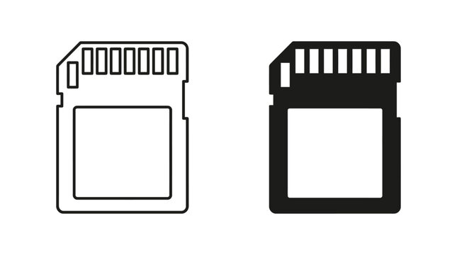SD card vector icon outline and solid storage memory