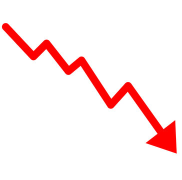 Red Declining Zigzag Arrow Graph Design Element Graphic Isolated on Transparent Background