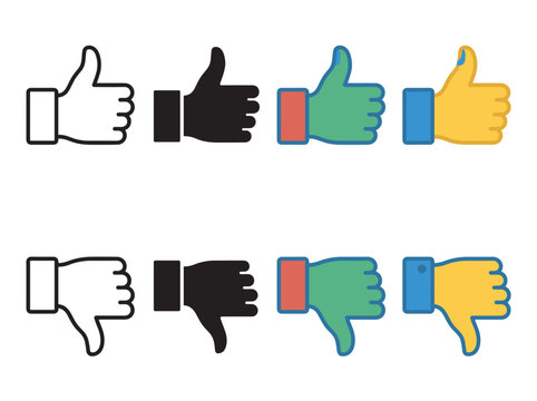 Social media feedback icon set in flat and outline styles featuring approval, rejection, voting, satisfaction, and rating.