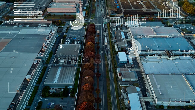  工業地帯と統計データ　ドローン空撮