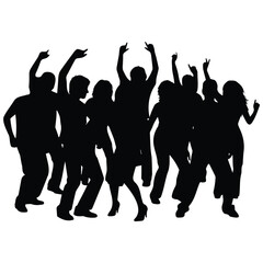 Fototapeta premium Group of dancing people vector silhouette illustration for party and lifestyle.