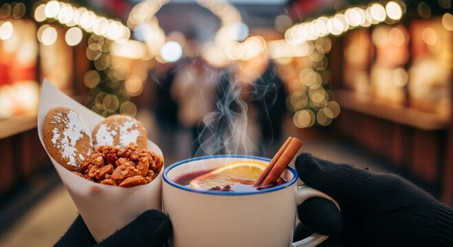 Hot Mulled Wine and Christmas Market Treats