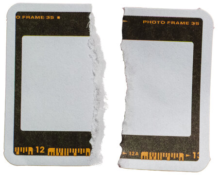 Torn Photo Frame 35 Sticker Set, Vintage Film Border with Ripped Paper Edge