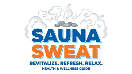 Fototapeta premium Sauna Sweat Health and Wellness Guide Illustration with Steaming Hot Stones