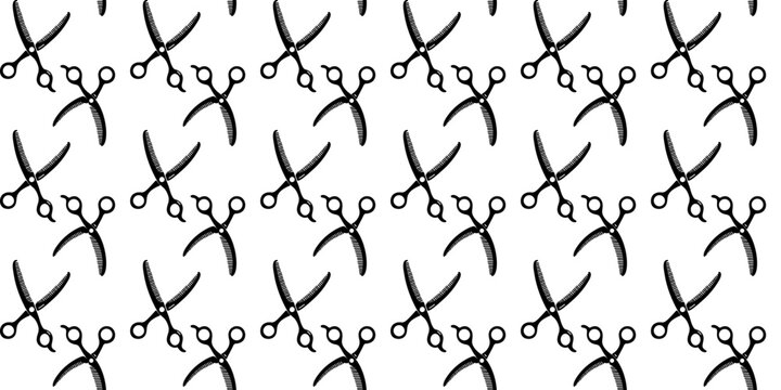 seamless minimalist hairdressing scissors pattern