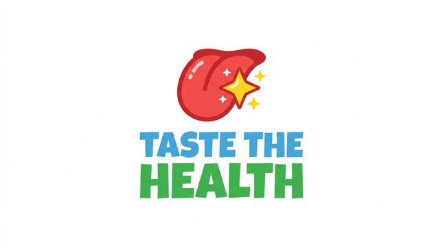 Taste the Health Concept Illustration with Tongue Icon and Sparkling Stars
