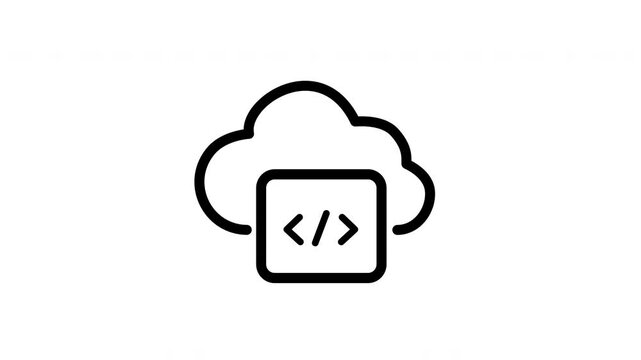 Cloud computing and programming concept icon animation for software development and data hosting